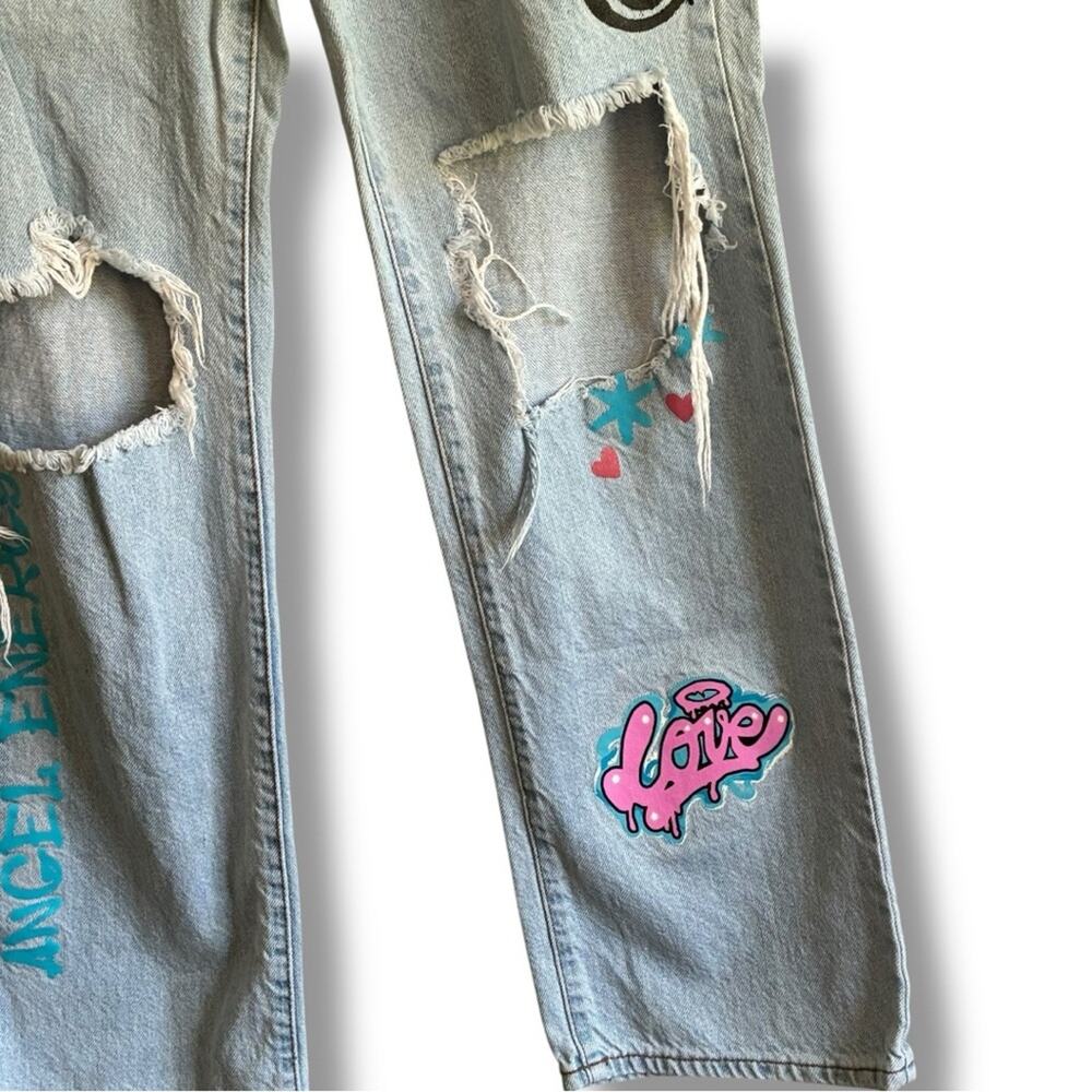 S.O.N.G. 90s boyfriend high waisted graffiti jeans size 7 / 28 - Picture 4 of 10